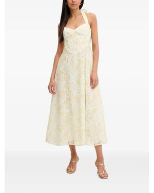 Bardot Pollie Floral-Print Broderie-Anglaise Midi Dress - Natural