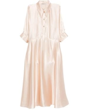 Alberta Ferretti Satin Midi Dress - Pink