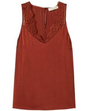 Twinset Satin Lace Top - Red