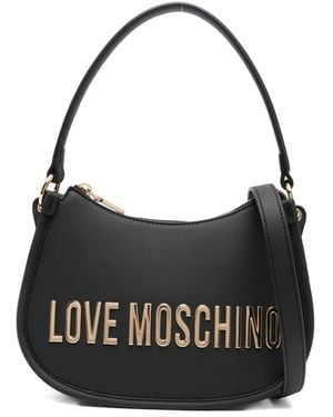 Love Moschino Logo-Plaque Curved Shoulder Bag - Black