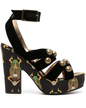 La DoubleJ Medal Wedge 140Mm Sandals - Black