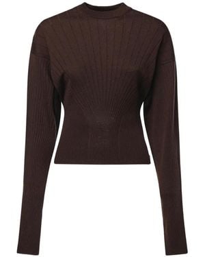 Sportmax Ribbed Virgin Wool Sweater - Black