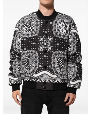 Dolce & Gabbana Bandana-Print Bomber Jacket - Black