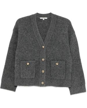 Maje Button-Up Patch-Pocket Cardigan - Gray
