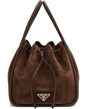 Prada Bolso bombonera con cordones - Marrón