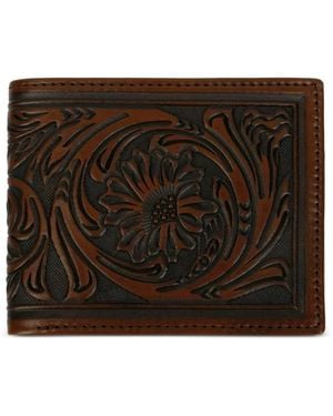 Stetson Floral-Embossed Bifold Wallet - Brown
