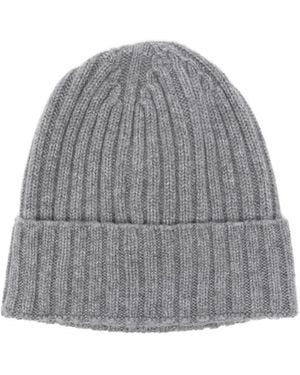 Dell'Oglio Ribbed Beanie Hat - Grey
