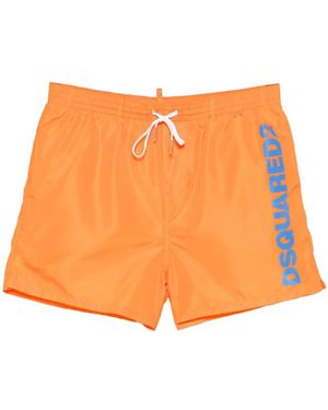 DSquared² Logo Drawstring Swim Shorts - Orange