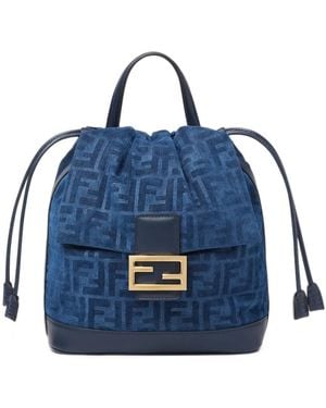 Fendi Zaino Con Placca Logo - Blu