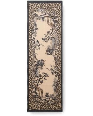 Etro Animal-Print Floral-Print Scarf - Natural
