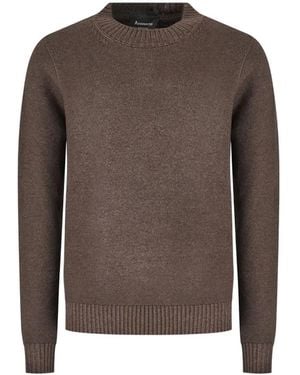 AROVESCIO Ribbed-Trim Crew-Neck Jumper - Brown