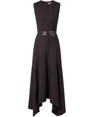 Nicholas Pinstripe Belted-Waist Asymmetric Dress - Black