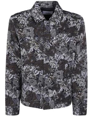 Les Deux Giacca-Camicia A Fiori Jacquard - Grigio