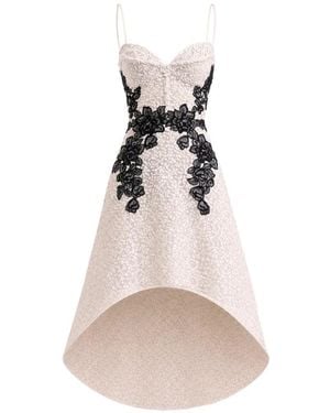 Gemy Maalouf Floral-Lace High-Low Dress - White
