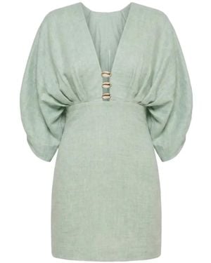 AZULU Abella Shell-Embellished Mini Dress - Green