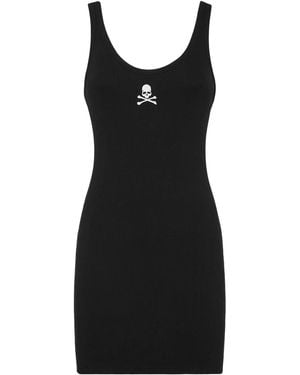 Philipp Plein Skull-Embroidered Tank Minidress - Black