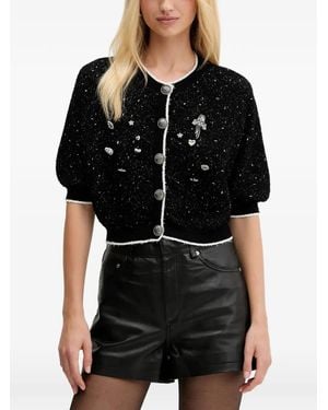 Gestuz Cárdigan Con Apliques - Negro