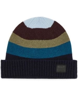 Paul Smith Stripe Wool Beanie - Blue