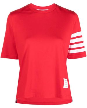 Thom Browne T-Shirt Con Dettaglio A 4 Righe - Rosso