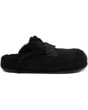 Rene Caovilla Crystal-Embellished Mules - Black
