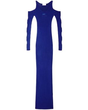 Off-White c/o Virgil Abloh Cut-Out Net Long Dress - Blue