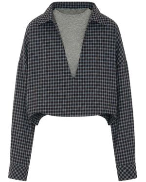 ELEH Check-Pattern Layered-Detail Top - Blue