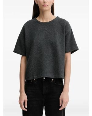 DKNY Textured Cropped T-Shirt - Black