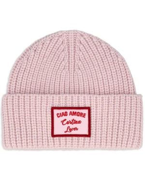 Giada Benincasa Gerippte Beanie mit Logo-Patch - Pink