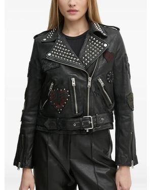 AllSaints スタッズ レザージャケット - ブラック