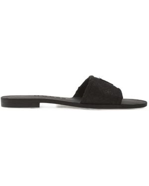 Guess Elysone Logo-Print Flat Sandals - Black