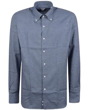 Orian Gingham-Check Button-Down Shirt - Blue