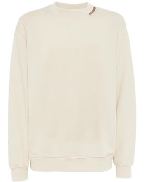Laneus Crew-Neck Stitched Sweatshirt - White