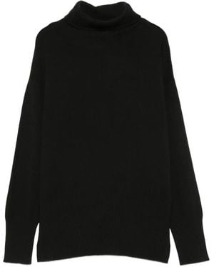 Alpha Studio Roll-Neck Ribbed-Trim Sweater - Black