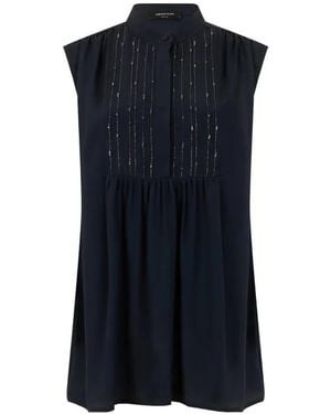 Fabiana Filippi Bead-Embellished Pleated Blouse - Blue