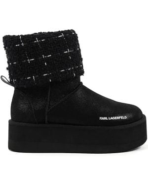 KARL LAGERFELD Thermo Knit-Trimmed Platform Boots - Black