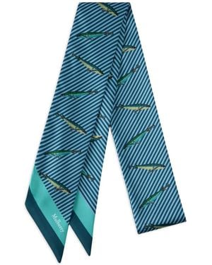 Mulberry Fishing Lure-Print Skinny Scarf - Blue
