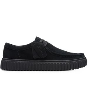 Clarks Torhill Lo Suede Derby Shoes - Black