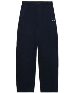 Loewe Logo-Embroidered Workwear Pants - Blue