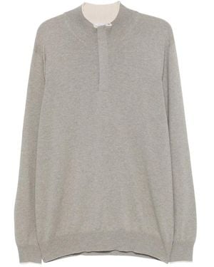 Gran Sasso Contrast-Trim Quarter-Zip Wool Jumper - Grey