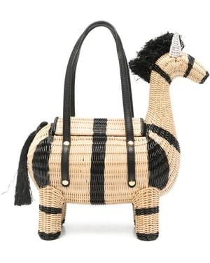 Serpui Lewis Zebra Striped Tote Bag - Natural