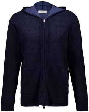 Piacenza Cashmere Zip-Up Drawstring Hoodie - Blue