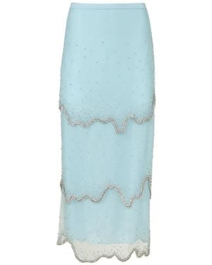 Costarellos Falda Midi Mirella Con Detalles De Cristal - Azul