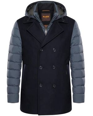 Moorer Cecco-Led Quilted Double-Breasted Coat - Blue