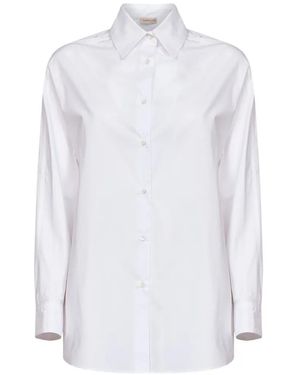 Blanca Vita Cotton Curved-Hem Shirt - White
