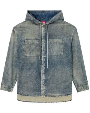 DIESEL Hooded Denim Shirt - Blue