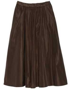 Aspesi Pleated Midi Skirt - Brown