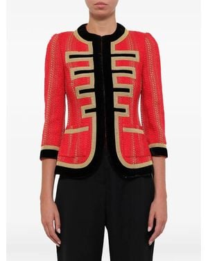 Givenchy Velvet-Trim Tweed Jacket - Red