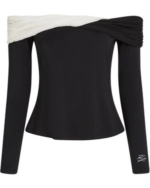 KARL LAGERFELD Off-Shoulder Top - Black