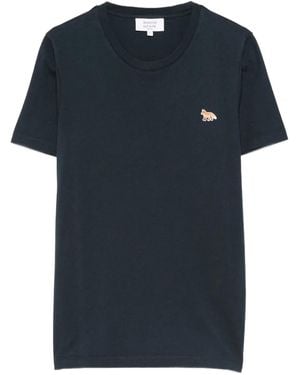 Maison Kitsuné T-Shirt mit Fuchs-Applikation - Blau