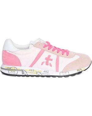 Premiata Leather-Panelled Trainers - Pink